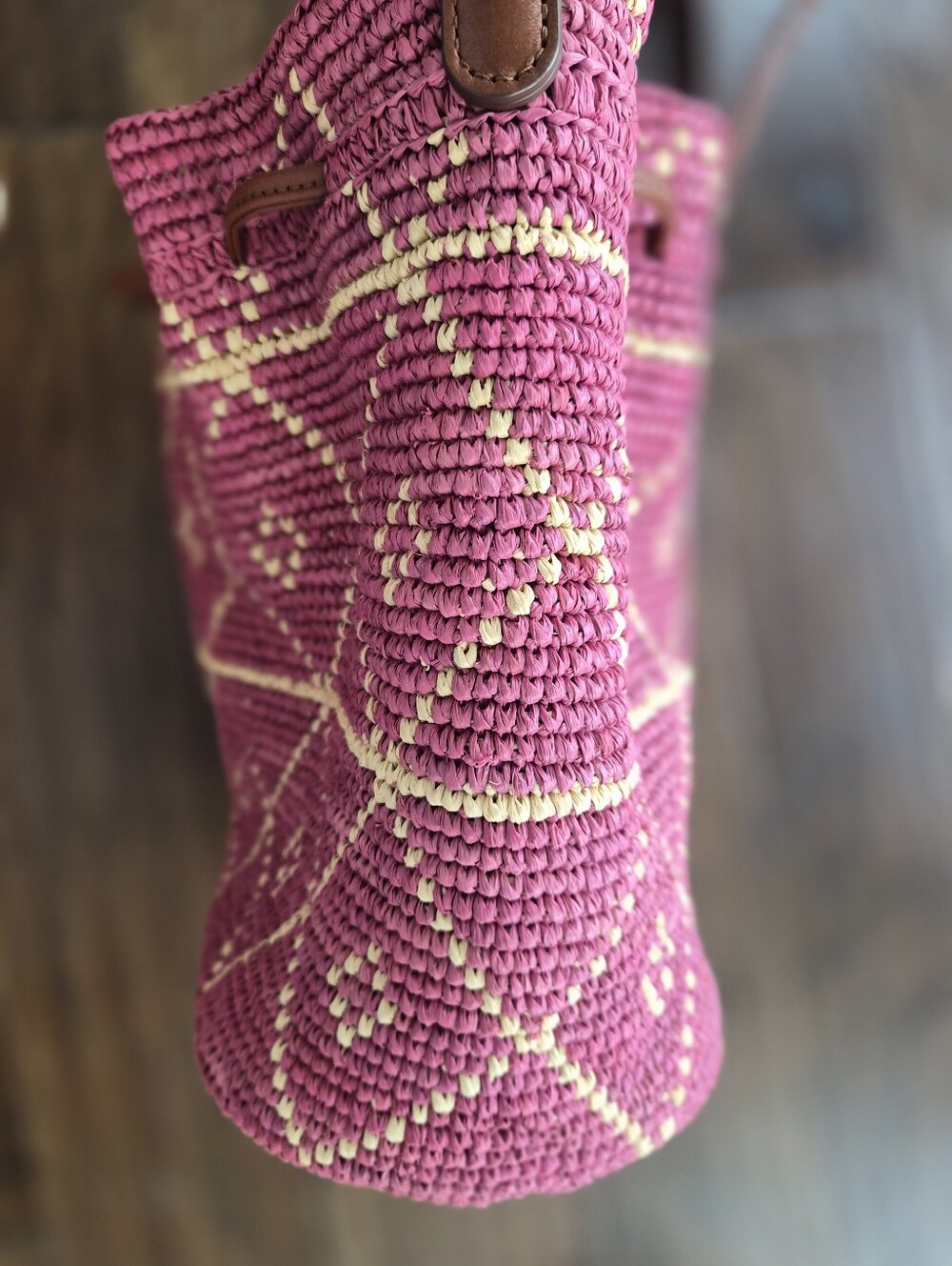* NWT* [Sezane] Farrow Bucket Bag In Bougainvillia, Raffia - Picture 5 of 16